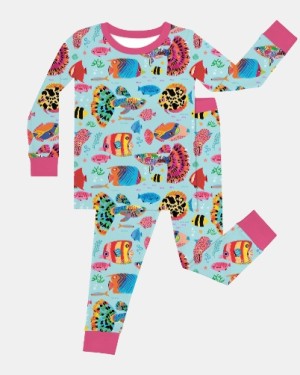Custom Name Fish Dream Bamboo Two-Piece Long Sleeve Pajama Set