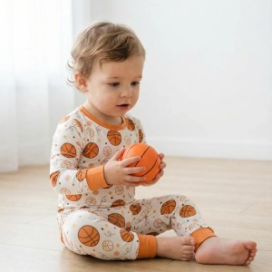 Orange Basketball Bamboo Two-Piece Pajama Set
