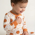 Orange Basketball Bamboo Two-Piece Pajama Set