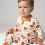 Orange Basketball Bamboo Two-Piece Pajama Set