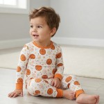 Orange Basketball Bamboo Two-Piece Pajama Set