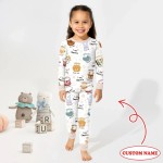 Custom Name God’s Little Zoo Bamboo Two-Piece Long Sleeve Pajama Set
