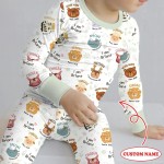 Custom Name God’s Little Zoo Bamboo Two-Piece Long Sleeve Pajama Set
