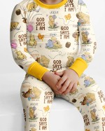 God Says I Am – Little Blessings Bamboo Two-Piece Long Sleeve Pajama Set S