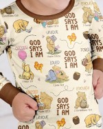 God Says I Am – Little Blessings Bamboo Two-Piece Long Sleeve Pajama Set S