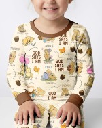 God Says I Am – Little Blessings Bamboo Two-Piece Long Sleeve Pajama Set S