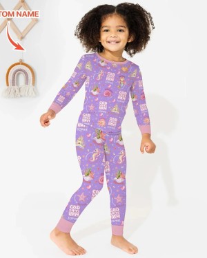 Custom Name Mermaid God Says I Am Bamboo Two-Piece Long Sleeve Pajama Set