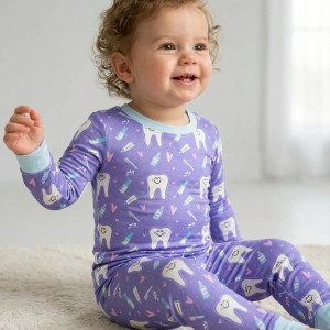 Brushing Teeth Bamboo Two-Piece Pajama Set