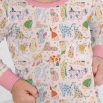 Whimsical Cat Parade Two-Piece Long Sleeve Pajama Set