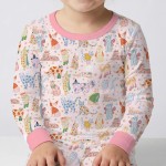 Whimsical Cat Parade Two-Piece Long Sleeve Pajama Set