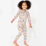 Whimsical Cat Parade Two-Piece Long Sleeve Pajama Set
