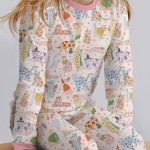 Whimsical Cat Parade Two-Piece Long Sleeve Pajama Set
