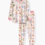 Whimsical Cat Parade Two-Piece Long Sleeve Pajama Set