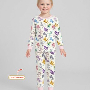 Custom Name I Love You Axolotl Bamboo Two-Piece Long Sleeve Pajama Set
