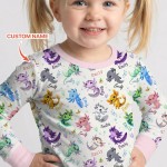 Custom Name I Love You Axolotl Bamboo Two-Piece Long Sleeve Pajama Set