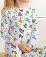 Custom Name I Love You Axolotl Bamboo Two-Piece Long Sleeve Pajama Set