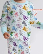 Custom Name I Love You Axolotl Bamboo Two-Piece Long Sleeve Pajama Set