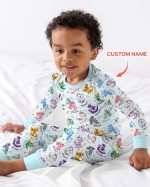 Custom Name I Love You Axolotl Bamboo Two-Piece Long Sleeve Pajama Set