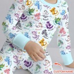 Custom Name I Love You Axolotl Bamboo Two-Piece Long Sleeve Pajama Set