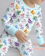 Custom Name I Love You Axolotl Bamboo Two-Piece Long Sleeve Pajama Set