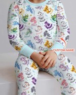Custom Name I Love You Axolotl Bamboo Two-Piece Long Sleeve Pajama Set