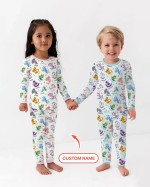 Custom Name I Love You Axolotl Bamboo Two-Piece Long Sleeve Pajama Set