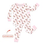 Custom Name Valentine Dachshund Family Matching Bamboo Two-Piece Long Pajama Set