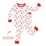 Custom Name Valentine Dachshund Family Matching Bamboo Two-Piece Long Pajama Set