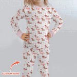 Custom Name Valentine Dachshund Family Matching Bamboo Two-Piece Long Pajama Set