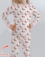 Custom Name Valentine Dachshund Family Matching Bamboo Two-Piece Long Pajama Set