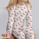 Custom Name Valentine Dachshund Family Matching Bamboo Two-Piece Long Pajama Set