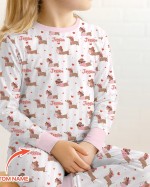 Custom Name Valentine Dachshund Family Matching Bamboo Two-Piece Long Pajama Set