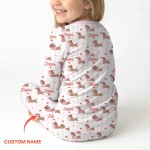 Custom Name Valentine Dachshund Family Matching Bamboo Two-Piece Long Pajama Set