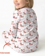 Custom Name Valentine Dachshund Family Matching Bamboo Two-Piece Long Pajama Set
