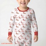 Custom Name Valentine Dachshund Family Matching Bamboo Two-Piece Long Pajama Set