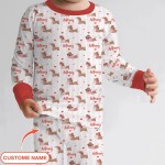 Custom Name Valentine Dachshund Family Matching Bamboo Two-Piece Long Pajama Set