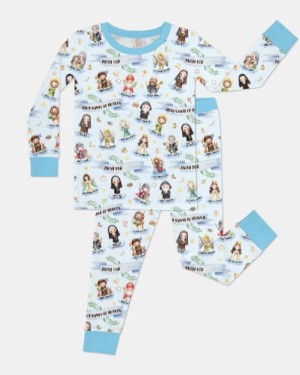 Custom Name Holy Saints of Heaven Bamboo Two-Piece Long Sleeve Pajama Set