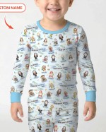 Custom Name Holy Saints of Heaven Bamboo Two-Piece Long Sleeve Pajama Set