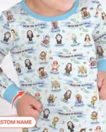 Custom Name Holy Saints of Heaven Bamboo Two-Piece Long Sleeve Pajama Set