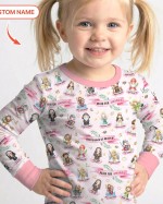 Custom Name Holy Saints of Heaven Bamboo Two-Piece Long Sleeve Pajama Set